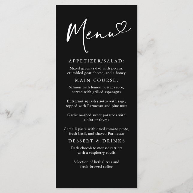 Modern Minimalist Black and White Menu (Front)