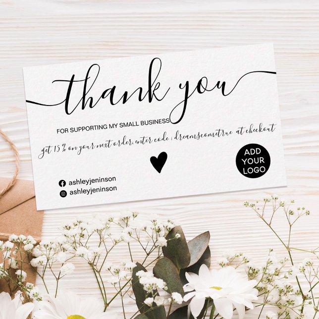 Modern minimalist black and white order thank you business card (Creator Uploaded)