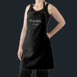 Modern Minimalist Black and White Personalised Apron<br><div class="desc">Modern simple stylish apron in black. Great for beauty industry artists,  hairdressers,  makeup artists,  lash techs,  cafe shop baristas,  culinary professionals,  work,  or at-home use.</div>