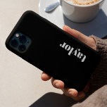 Modern Minimalist Black and White Personalised iPhone 15 Pro Case<br><div class="desc">Introducing the Modern Minimalist Black and White Personalised Phone Case – a sleek and sophisticated accessory designed for those who appreciate clean and elegant aesthetics. This monogram phone case offers a touch of personalisation with custom monograms, making it the perfect choice for individuals seeking a unique and trendy phone case....</div>