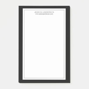 Modern Minimalist Black And White Personalised Post-it Notes
