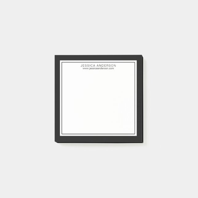 Modern & Minimalist Black And White Personalised Post-it Notes (Front)