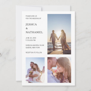 Modern Minimalist Black and White Photo Wedding Invitation
