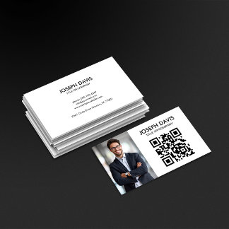 Modern Minimalist Black and White Professional QR Business Card