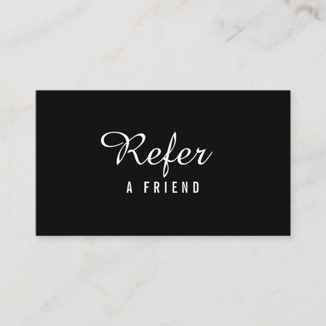 Modern Minimalist Black and White Professional Referral Card (Front)