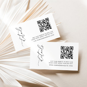 Modern Minimalist Black and White QR Code Details  Enclosure Card