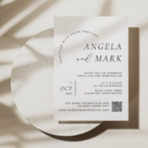 Modern Minimalist Black and White QR Code Wedding