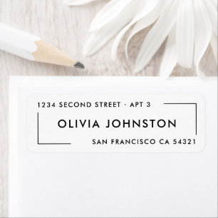 Modern Minimalist Black and White Return Address  Label