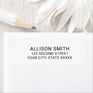 Modern Minimalist Black and White Return Address Label