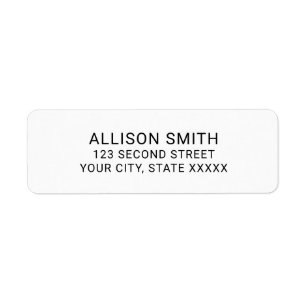 Modern Minimalist Black and White Return Address Label