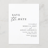Modern Minimalist Black and White Save the Date