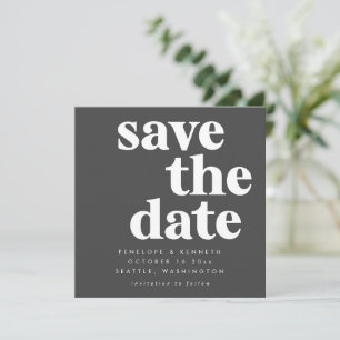 Modern Minimalist Black and White Simple Bold Save The Date