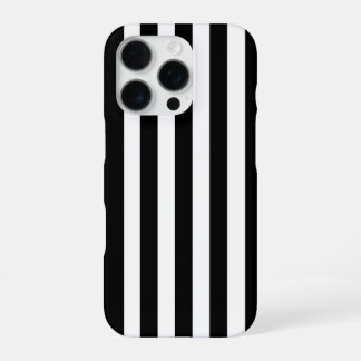 Modern Minimalist Black and White Stripes iPhone 16 Pro Case