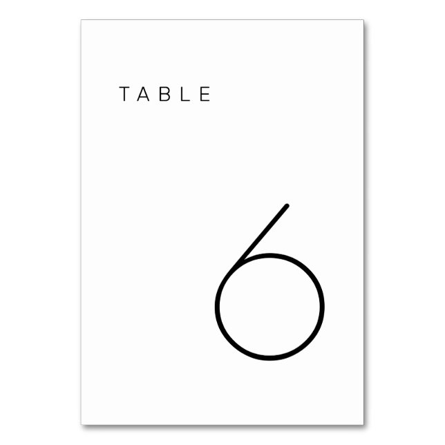 Modern Minimalist Black and White Table Number (Front)