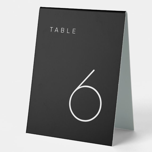 Modern Minimalist Black and White Table Number (Front)