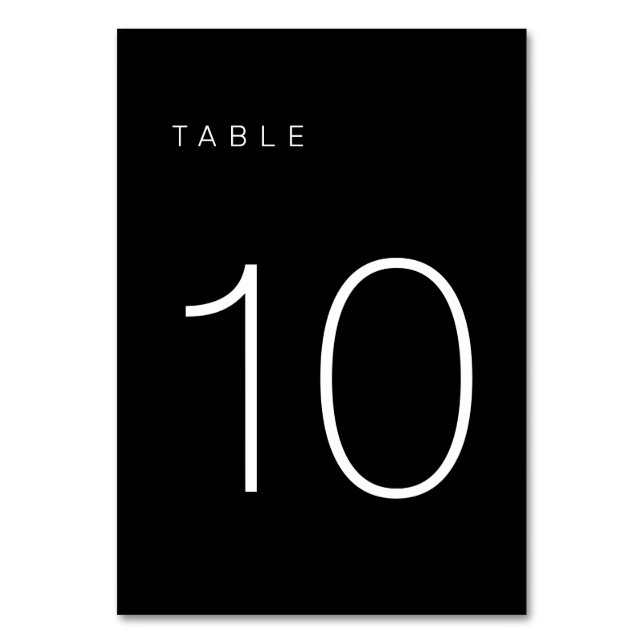 Modern Minimalist Black and White Table Number 10 (Front)