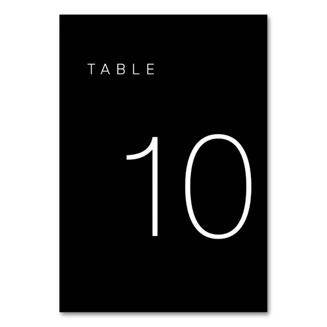 Modern Minimalist Black and White Table Number 10 (Back)