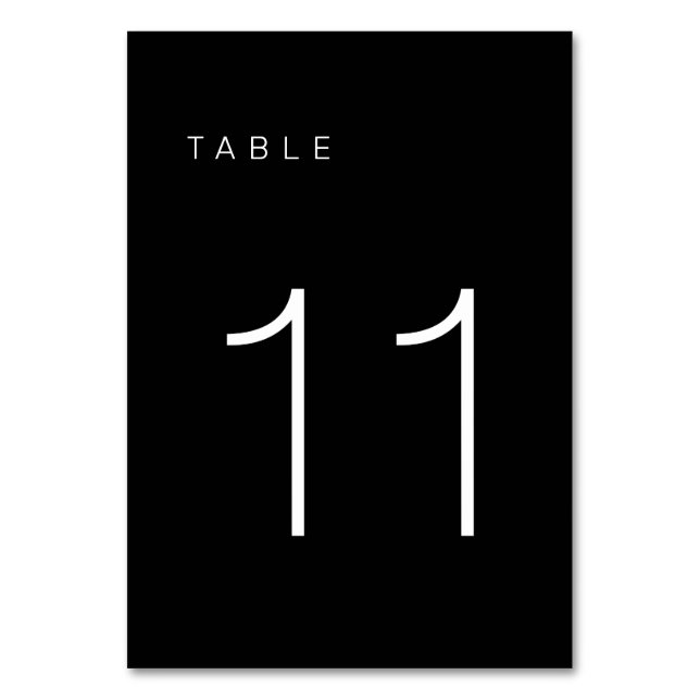 Modern Minimalist Black and White Table Number 11 (Front)
