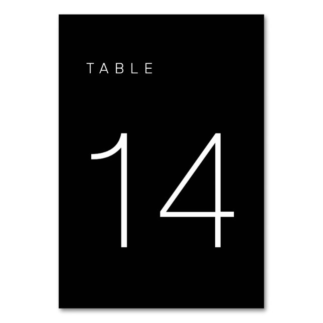 Modern Minimalist Black and White Table Number 14 (Front)