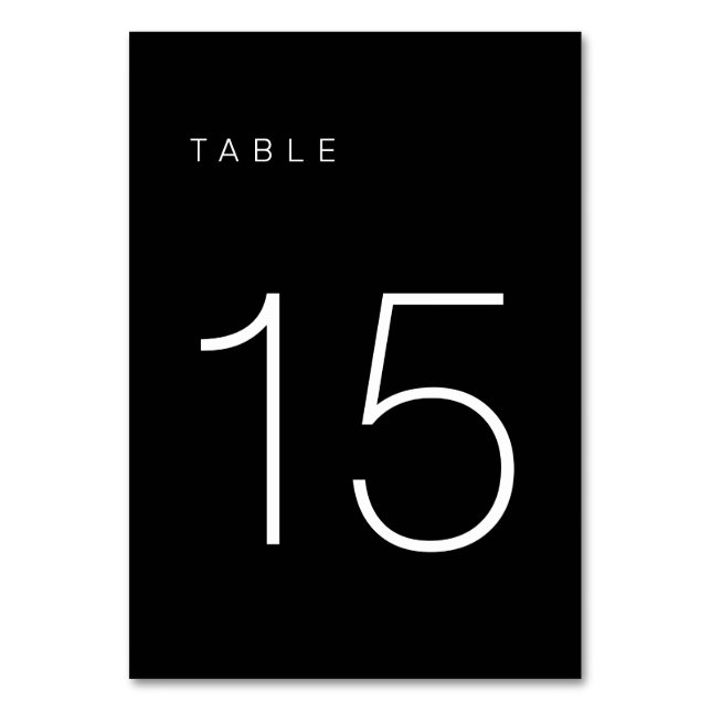 Modern Minimalist Black and White Table Number 15 (Front)