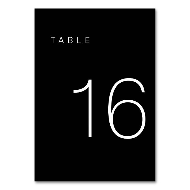 Modern Minimalist Black and White Table Number 16 (Back)