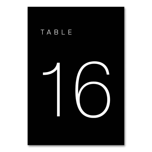Modern Minimalist Black and White Table Number 16 (Front)