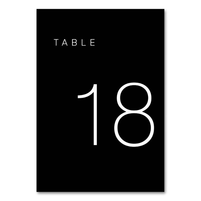 Modern Minimalist Black and White Table Number 18 (Back)