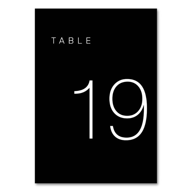 Modern Minimalist Black and White Table Number 19 (Back)