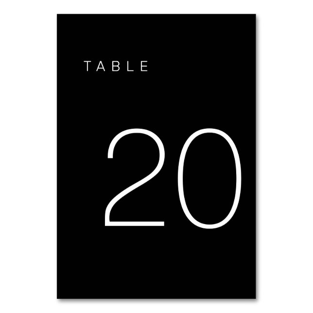 Modern Minimalist Black and White Table Number 20 (Back)