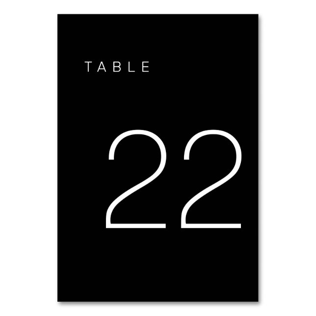 Modern Minimalist Black and White Table Number 22 (Back)