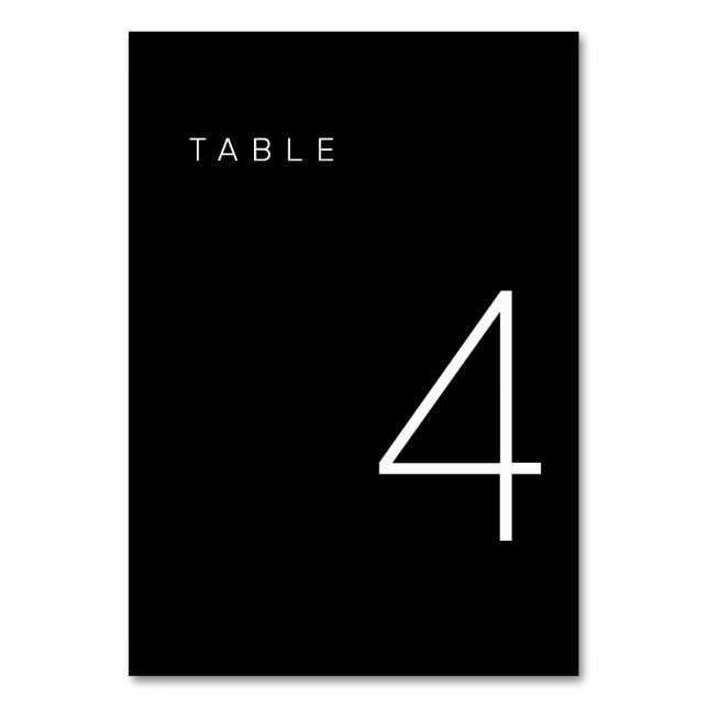 Modern Minimalist Black and White Table Number 4 (Front)