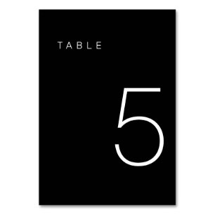 Modern Minimalist Black and White Table Number 5