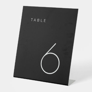 Modern Minimalist Black and White Table Number Tab Pedestal Sign