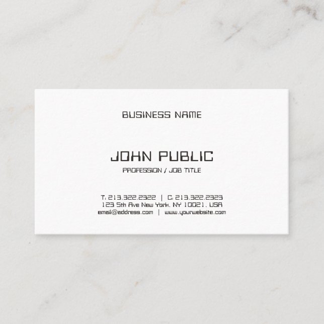 Modern Minimalist Black And White Template Elegant Business Card (Front)