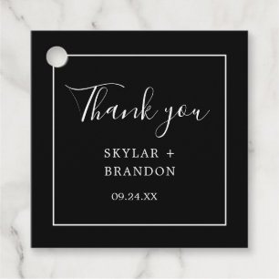 Modern Minimalist Black and White Thank You Favour Tags
