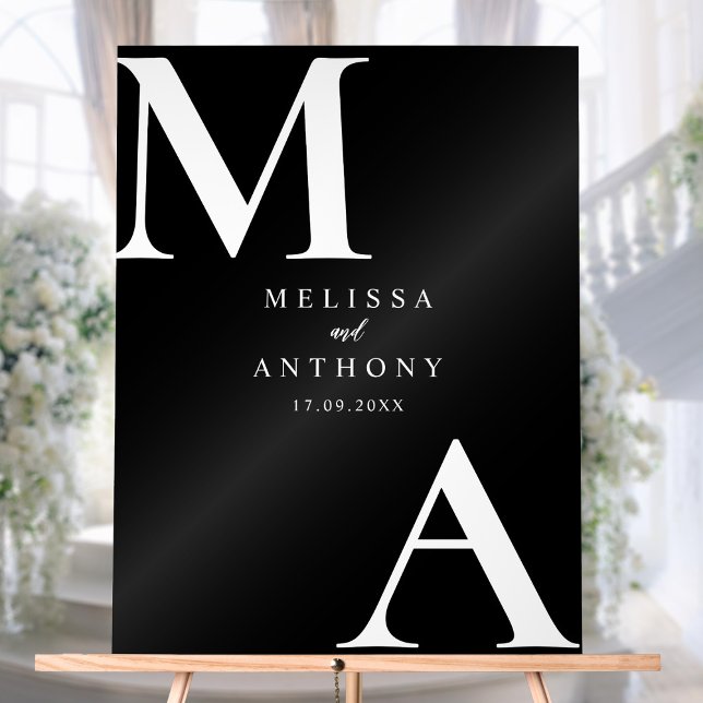 Modern Minimalist Black and White Wedding Acrylic Sign (Creator Uploaded)