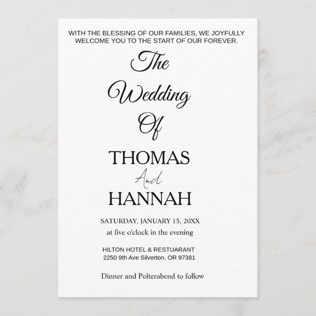Modern Minimalist Black and White Wedding Classic Invitation (Front)
