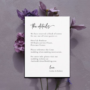 Modern Minimalist Black and White Wedding Detail  Invitation