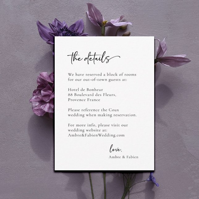 Modern Minimalist Black and White Wedding Detail  Invitation (Creator Uploaded)