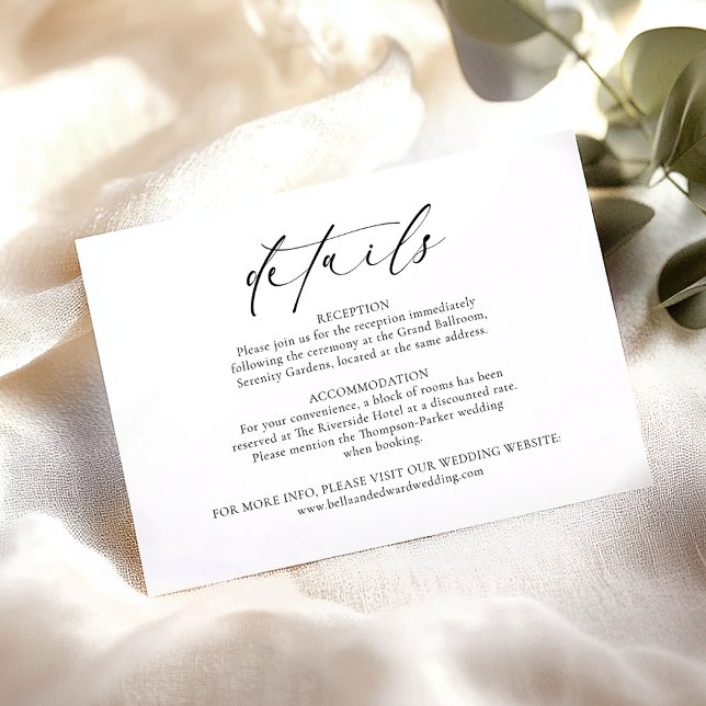 Modern Minimalist Black And White Wedding Details Enclosure Card (Creator Uploaded)