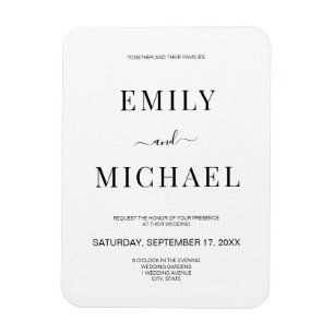 Modern Minimalist Black and White Wedding Invitati Magnet