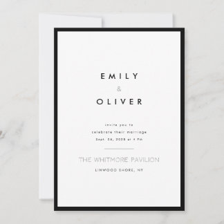 Modern Minimalist Black and White Wedding Invitation