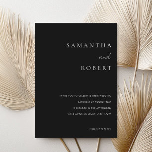 Modern Minimalist Black and White Wedding Invitation
