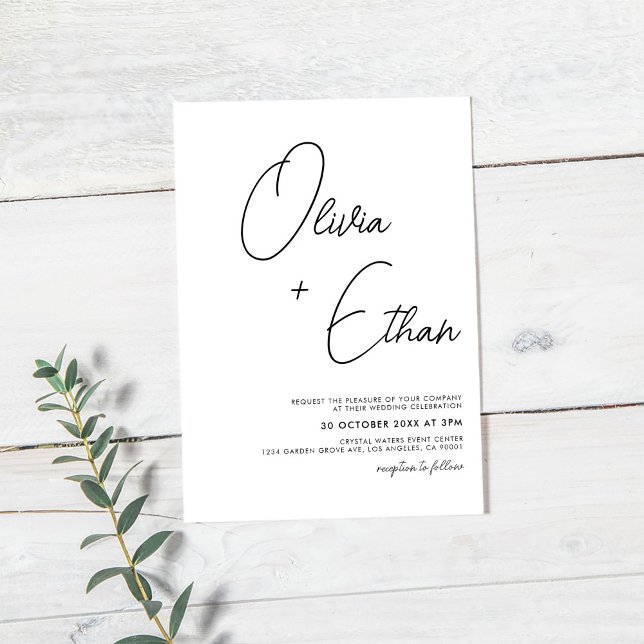 Modern Minimalist Black and White Wedding Invitation (Creator Uploaded)