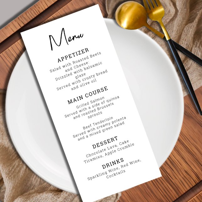 Modern Minimalist Black and White Wedding Menu (Modern Minimalist Black and White Wedding Menu)