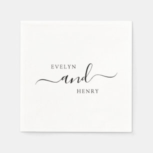 Modern Minimalist Black and White Wedding Napkin