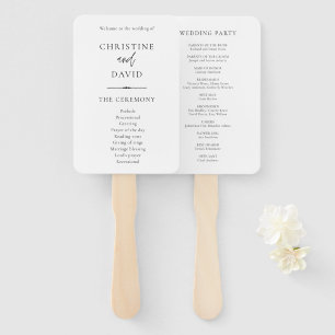 Modern Minimalist Black and White Wedding Programs Hand Fan