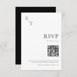 Modern Minimalist Black and White Wedding RSVP Card
