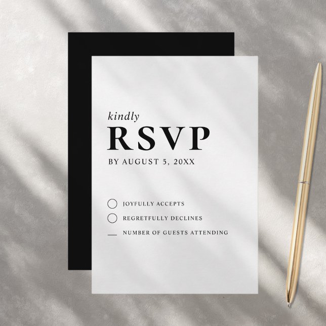 Modern Minimalist Black and White Wedding RSVP Card (Creator Uploaded)