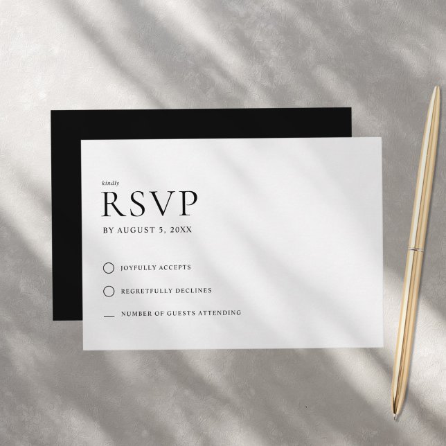 Modern Minimalist Black and White Wedding RSVP Card (Creator Uploaded)